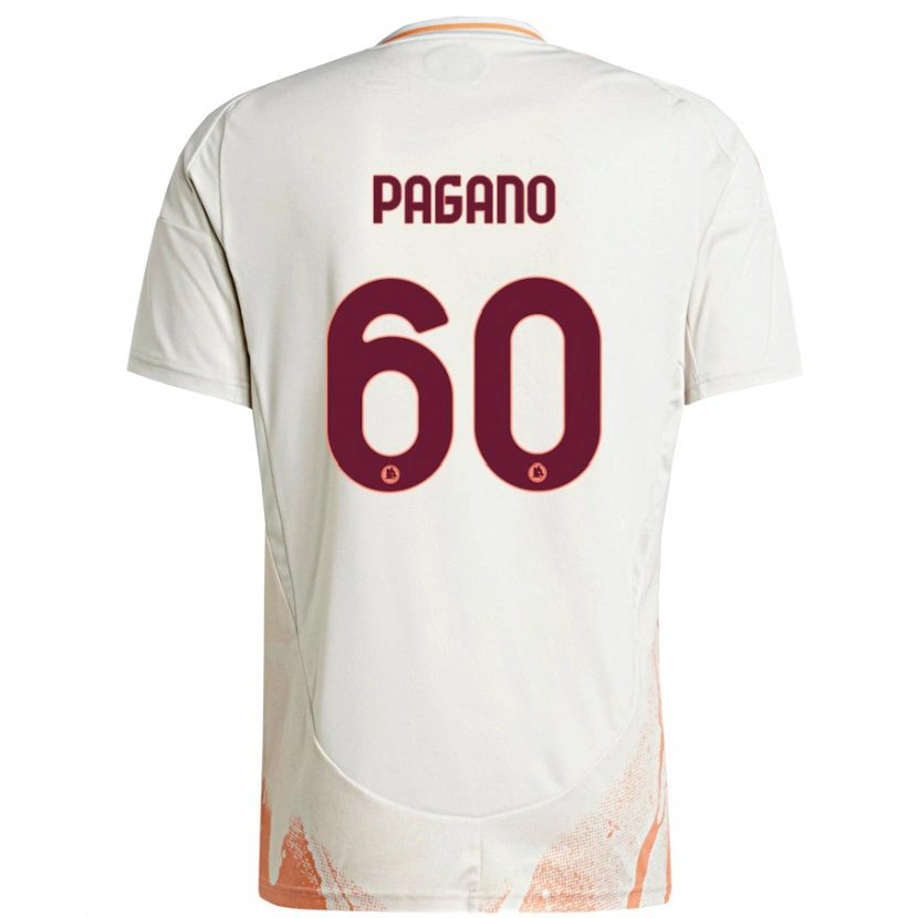 Danxen Mænd Riccardo Pagano #60 Creme Hvid Orange Udebane Spillertrøjer 2024/25 Trøje T-Shirt