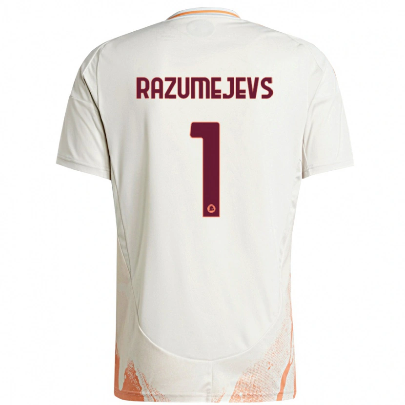Danxen Mænd Vladislavs Razumejevs #1 Creme Hvid Orange Udebane Spillertrøjer 2024/25 Trøje T-Shirt