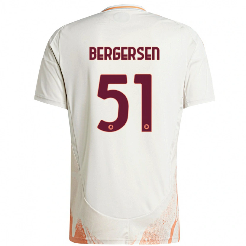 Danxen Mænd Mina Bergersen #51 Creme Hvid Orange Udebane Spillertrøjer 2024/25 Trøje T-Shirt