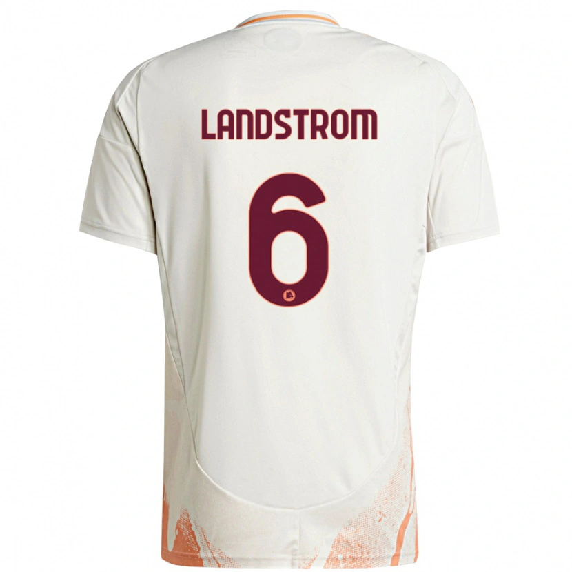 Danxen Mænd Elin Landstrom #6 Creme Hvid Orange Udebane Spillertrøjer 2024/25 Trøje T-Shirt