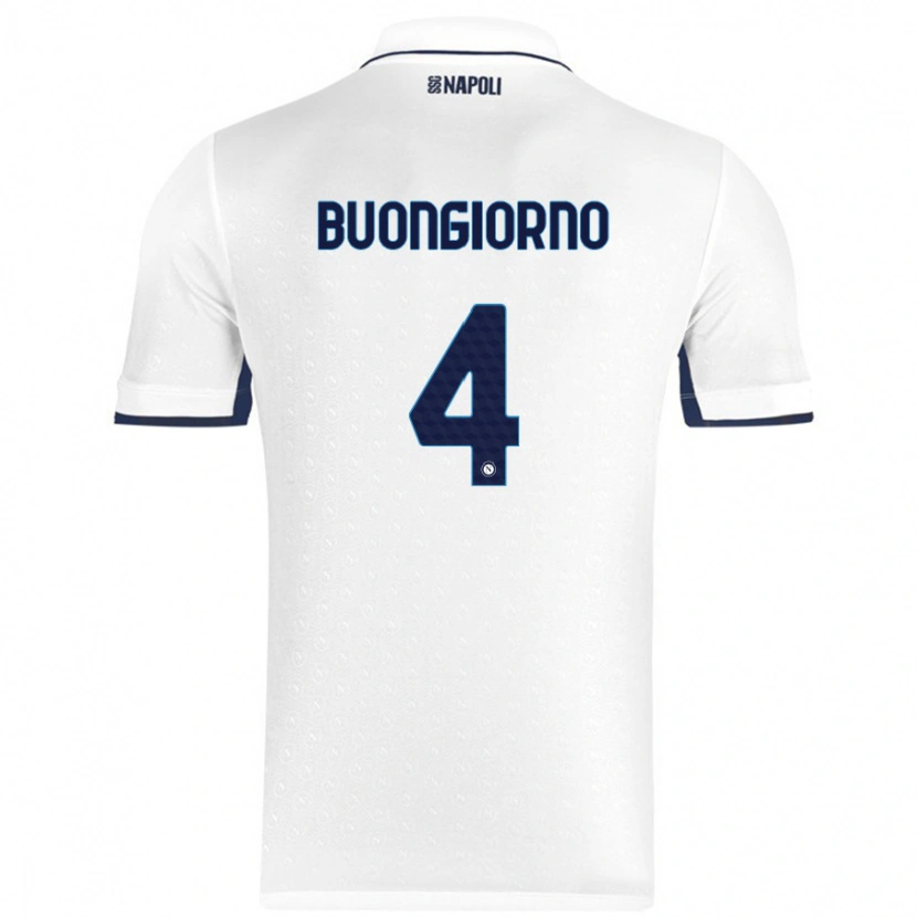 Danxen Mænd Alessandro Buongiorno #4 Hvid Kongeblå Udebane Spillertrøjer 2024/25 Trøje T-Shirt