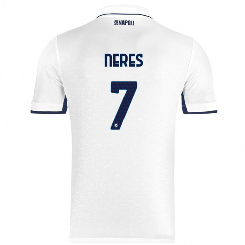 Danxen Mænd David Neres #7 Hvid Kongeblå Udebane Spillertrøjer 2024/25 Trøje T-Shirt