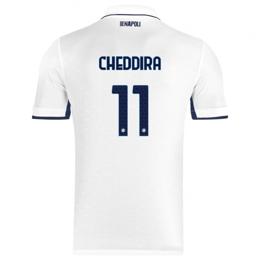 Danxen Mænd Walid Cheddira #11 Hvid Kongeblå Udebane Spillertrøjer 2024/25 Trøje T-Shirt