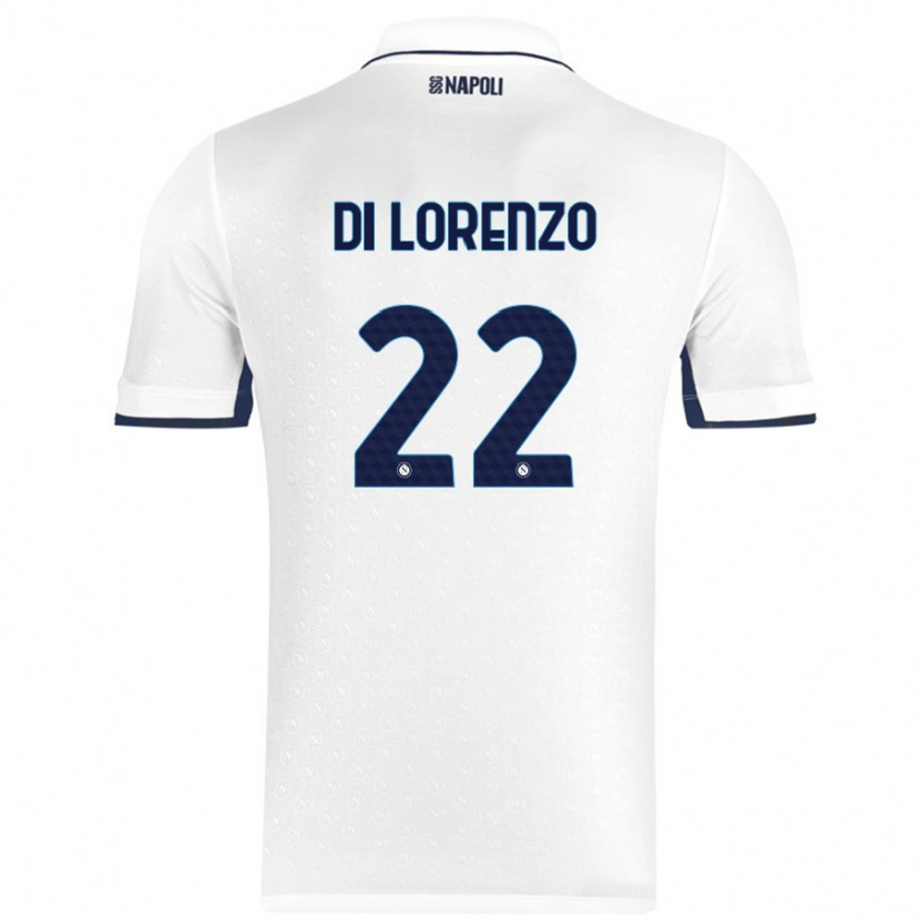 Danxen Mænd Giovanni Di Lorenzo #22 Hvid Kongeblå Udebane Spillertrøjer 2024/25 Trøje T-Shirt