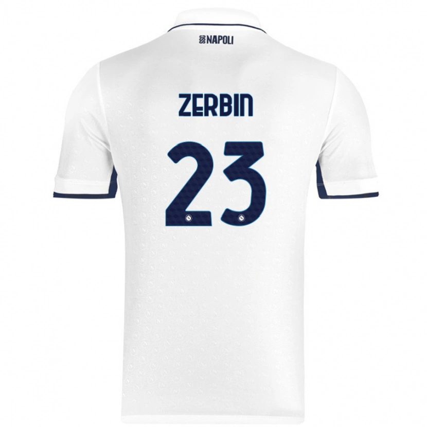 Danxen Mænd Alessio Zerbin #23 Hvid Kongeblå Udebane Spillertrøjer 2024/25 Trøje T-Shirt