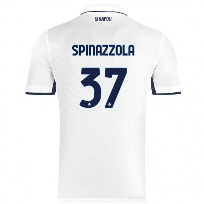 Danxen Mænd Leonardo Spinazzola #37 Hvid Kongeblå Udebane Spillertrøjer 2024/25 Trøje T-Shirt