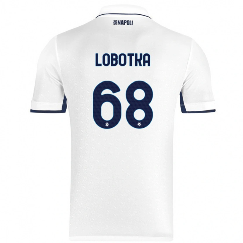 Danxen Mænd Stanislav Lobotka #68 Hvid Kongeblå Udebane Spillertrøjer 2024/25 Trøje T-Shirt