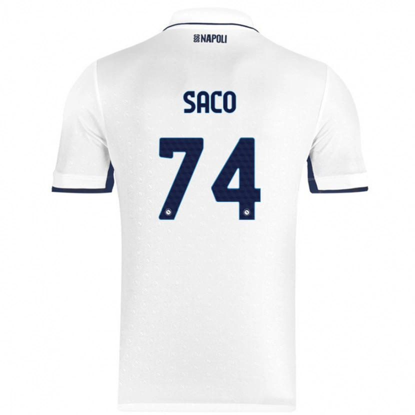 Danxen Mænd Coli Saco #74 Hvid Kongeblå Udebane Spillertrøjer 2024/25 Trøje T-Shirt