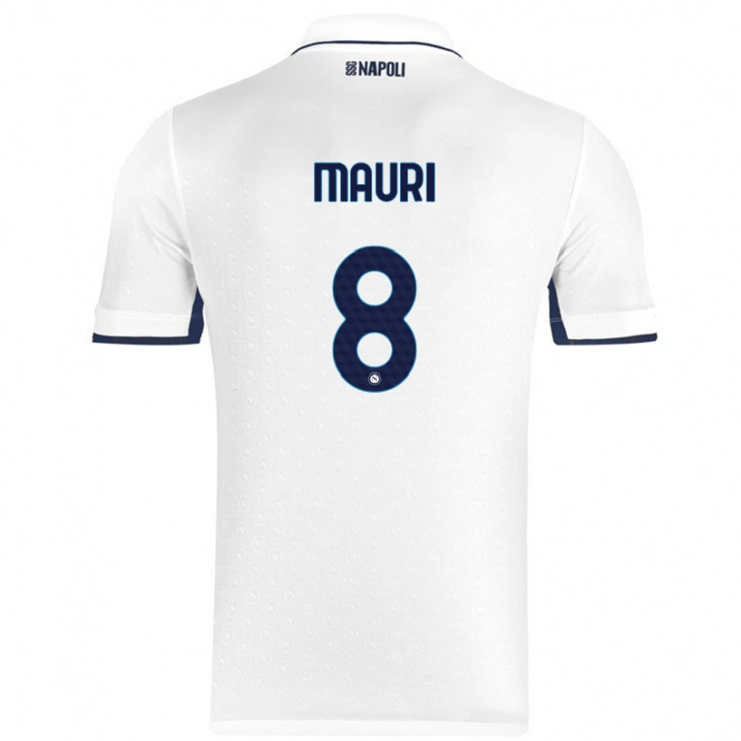Danxen Mænd Claudia Mauri #8 Hvid Kongeblå Udebane Spillertrøjer 2024/25 Trøje T-Shirt