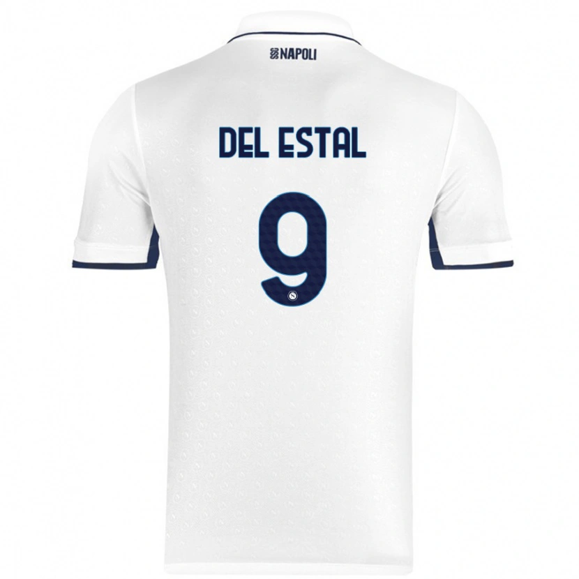 Danxen Mænd Eli Del Estal #9 Hvid Kongeblå Udebane Spillertrøjer 2024/25 Trøje T-Shirt