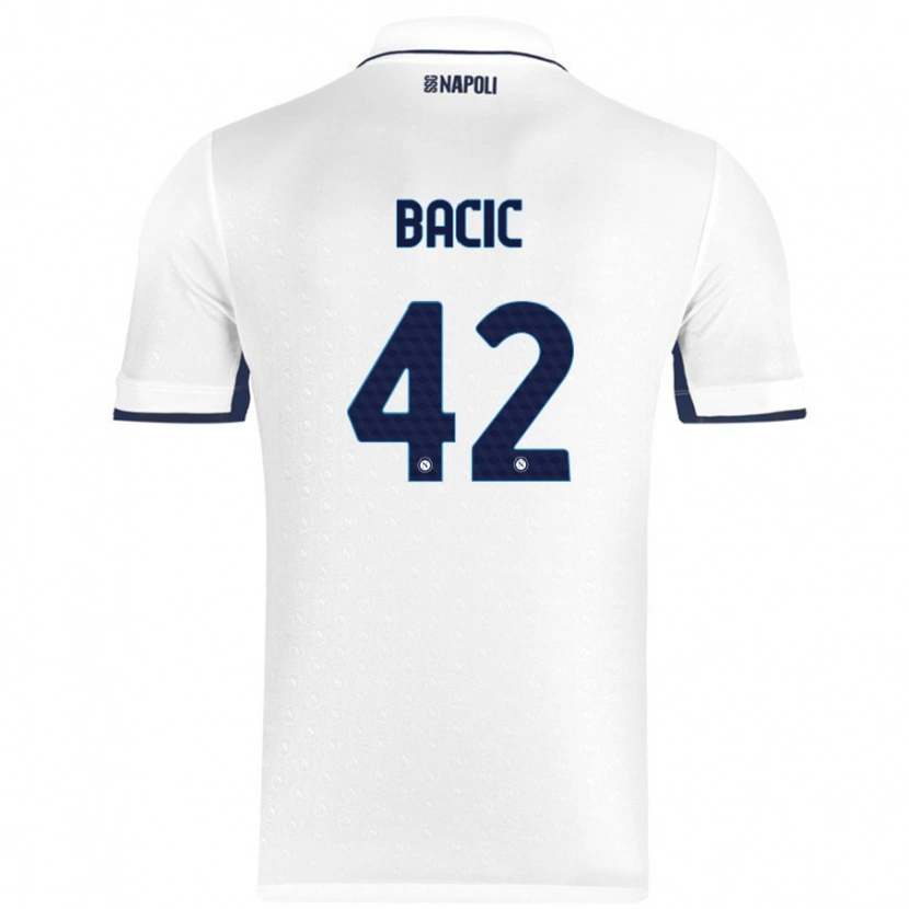 Danxen Mænd Doris Bačić #42 Hvid Kongeblå Udebane Spillertrøjer 2024/25 Trøje T-Shirt
