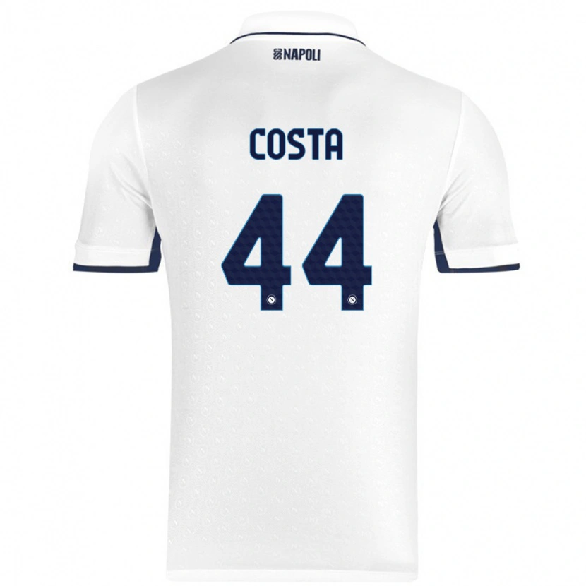 Danxen Mænd Filippo Costa #44 Hvid Kongeblå Udebane Spillertrøjer 2024/25 Trøje T-Shirt