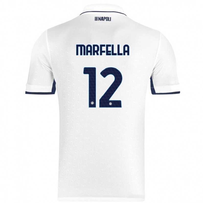 Danxen Mænd Davide Marfella #12 Hvid Kongeblå Udebane Spillertrøjer 2024/25 Trøje T-Shirt