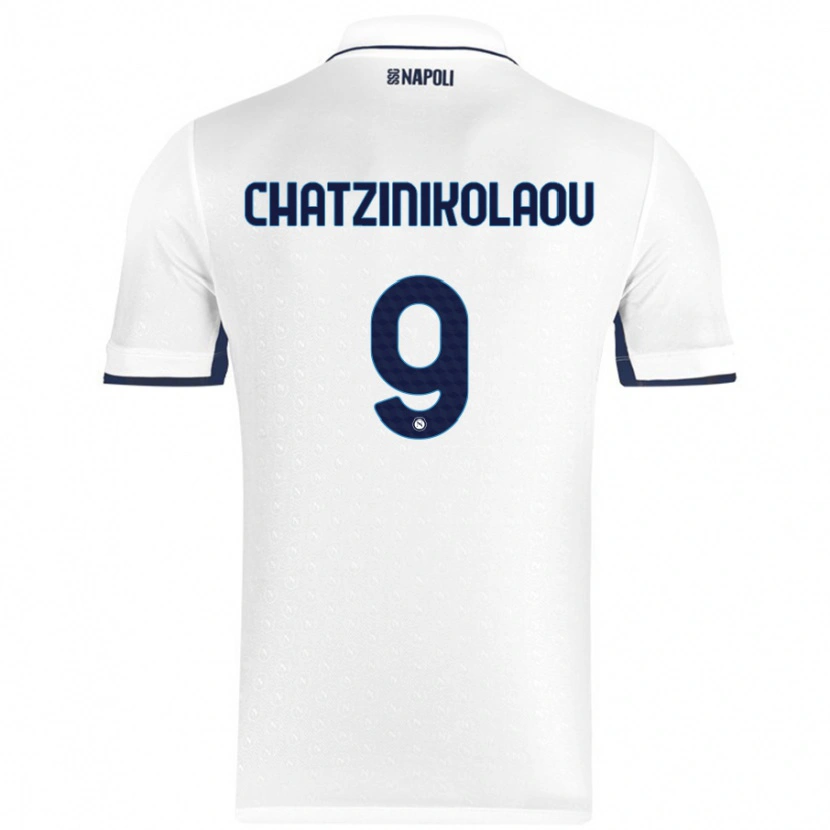 Danxen Mænd Despoina Chatzinikolaou #9 Hvid Kongeblå Udebane Spillertrøjer 2024/25 Trøje T-Shirt