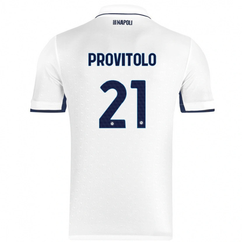 Danxen Mænd Vincenzo Provitolo #21 Hvid Kongeblå Udebane Spillertrøjer 2024/25 Trøje T-Shirt