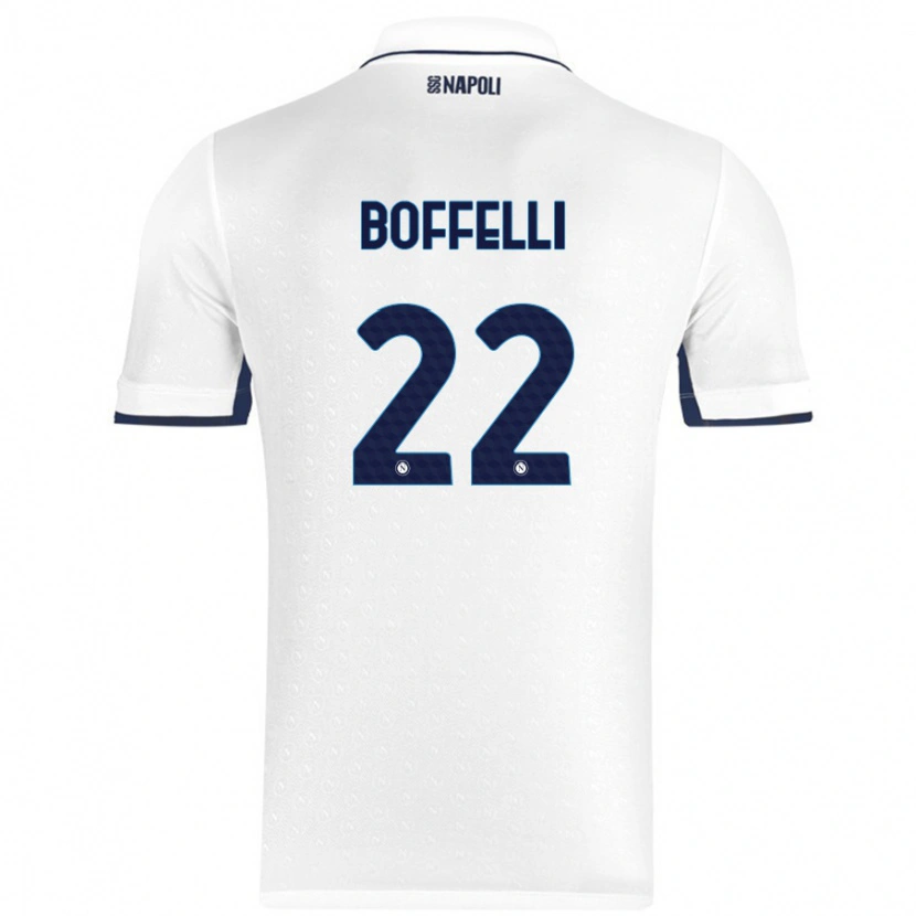 Danxen Mænd Valerio Boffelli #22 Hvid Kongeblå Udebane Spillertrøjer 2024/25 Trøje T-Shirt