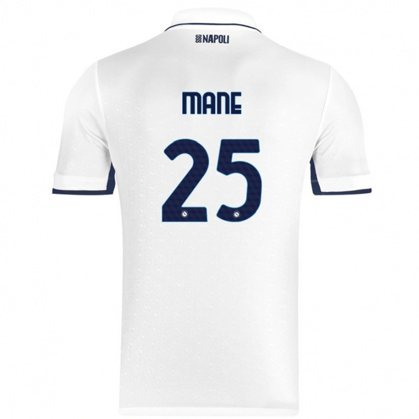 Danxen Mænd Balla Mousa Mane #25 Hvid Kongeblå Udebane Spillertrøjer 2024/25 Trøje T-Shirt