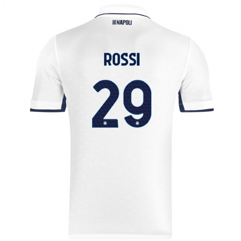 Danxen Mænd Francesco Rossi #29 Hvid Kongeblå Udebane Spillertrøjer 2024/25 Trøje T-Shirt