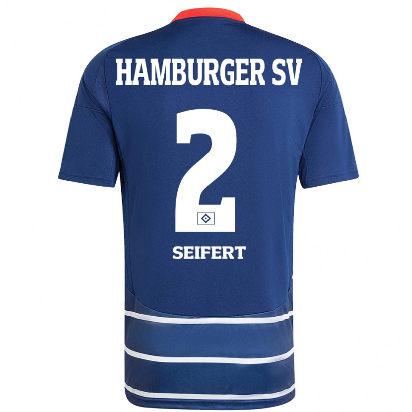 Danxen Mænd Luis Seifert #2 Mørkeblå Udebane Spillertrøjer 2024/25 Trøje T-Shirt