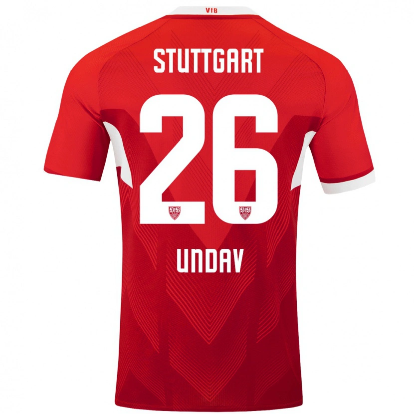Danxen Mænd Deniz Undav #26 Rød Hvid Udebane Spillertrøjer 2024/25 Trøje T-Shirt