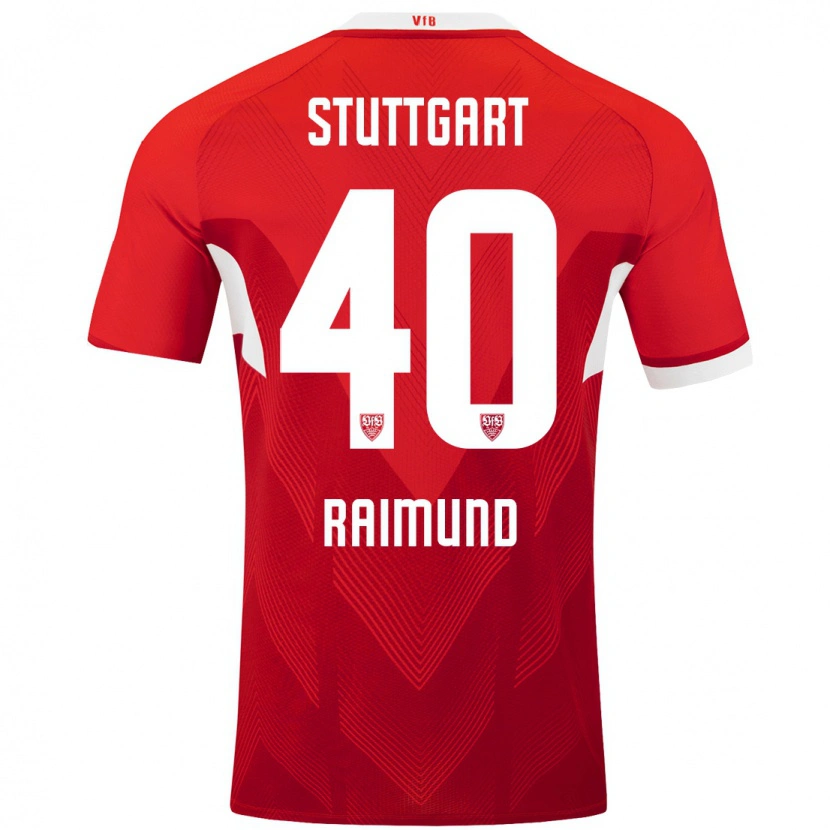 Danxen Mænd Luca Raimund #40 Rød Hvid Udebane Spillertrøjer 2024/25 Trøje T-Shirt