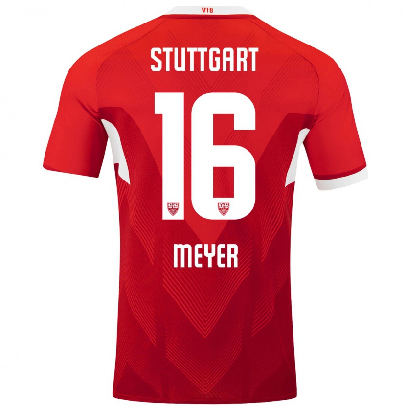 Danxen Mænd Jordan Meyer #16 Rød Hvid Udebane Spillertrøjer 2024/25 Trøje T-Shirt