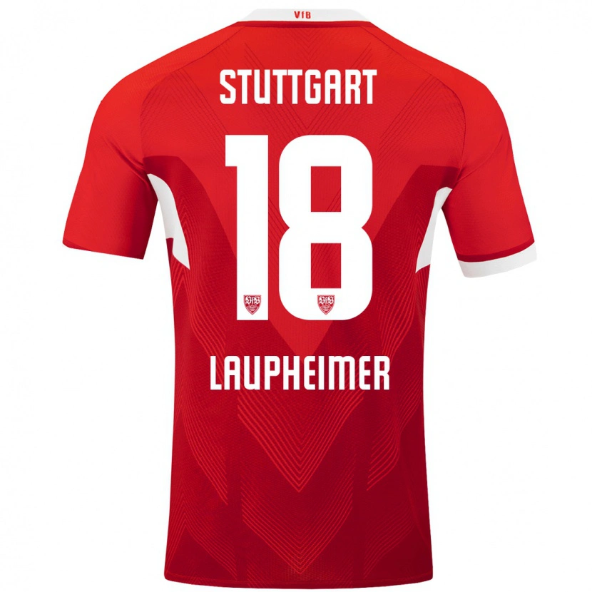 Danxen Mænd Lukas Laupheimer #18 Rød Hvid Udebane Spillertrøjer 2024/25 Trøje T-Shirt