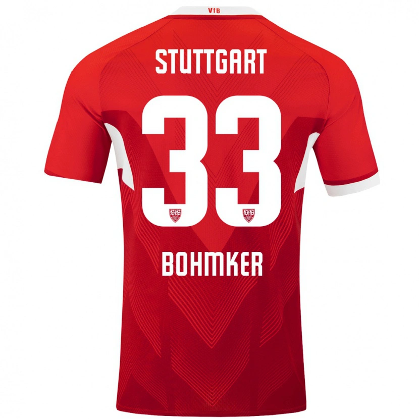 Danxen Mænd Finn Böhmker #33 Rød Hvid Udebane Spillertrøjer 2024/25 Trøje T-Shirt