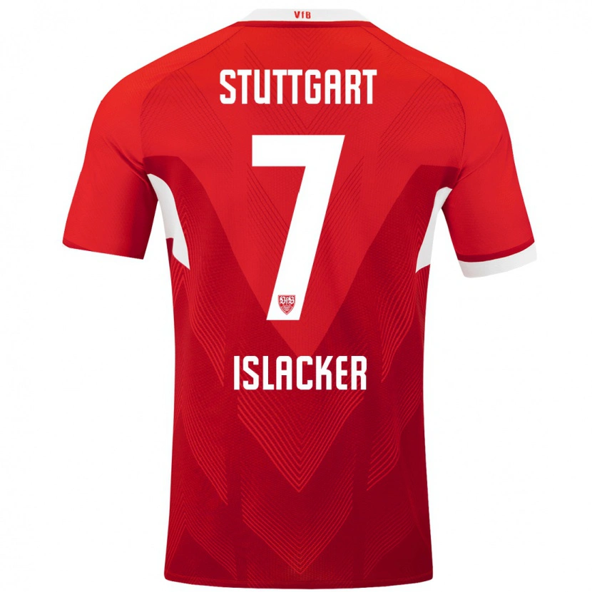 Danxen Mænd Mandy Islacker #7 Rød Hvid Udebane Spillertrøjer 2024/25 Trøje T-Shirt