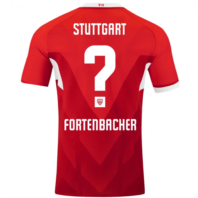 Danxen Mænd Jannik Fortenbacher #0 Rød Hvid Udebane Spillertrøjer 2024/25 Trøje T-Shirt