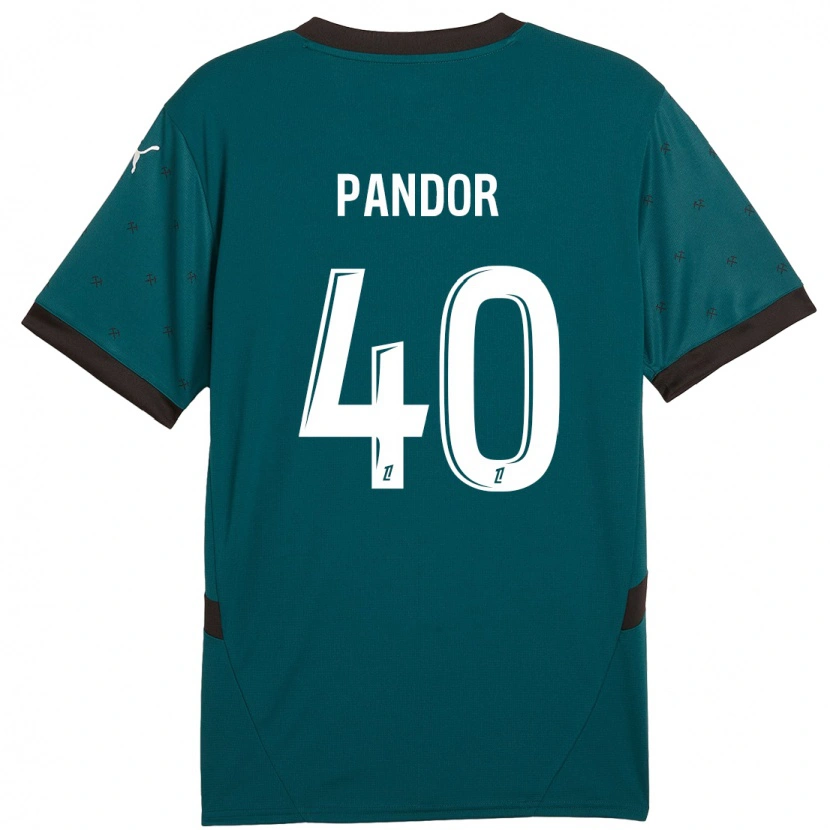 Danxen Mænd Yannick Pandor #40 Mørkegrøn Udebane Spillertrøjer 2024/25 Trøje T-Shirt