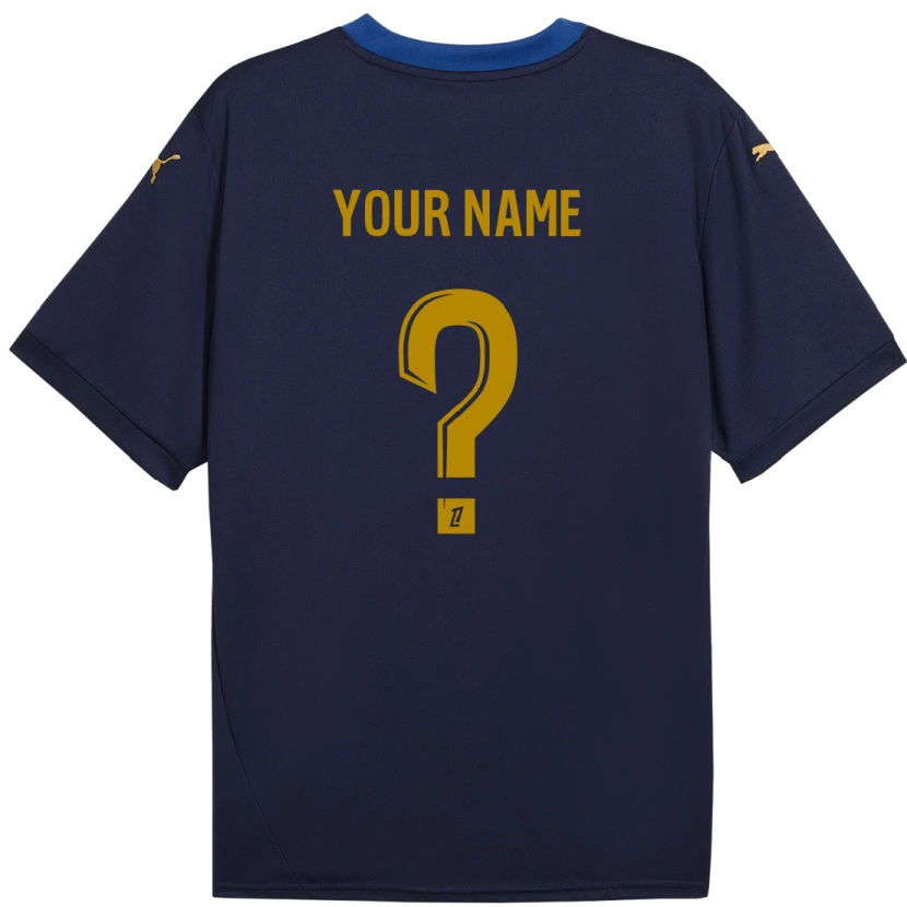 Danxen Mænd Dit Navn #0 Marine Guld Udebane Spillertrøjer 2024/25 Trøje T-Shirt