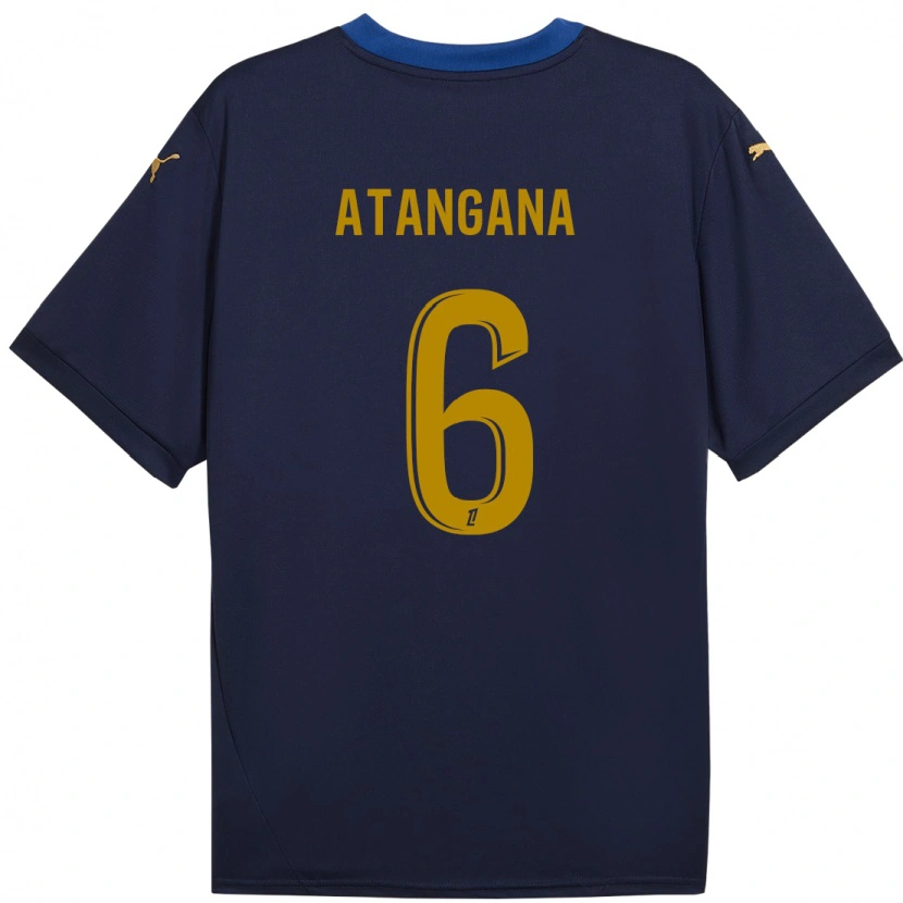 Danxen Mænd Valentin Atangana #6 Marine Guld Udebane Spillertrøjer 2024/25 Trøje T-Shirt