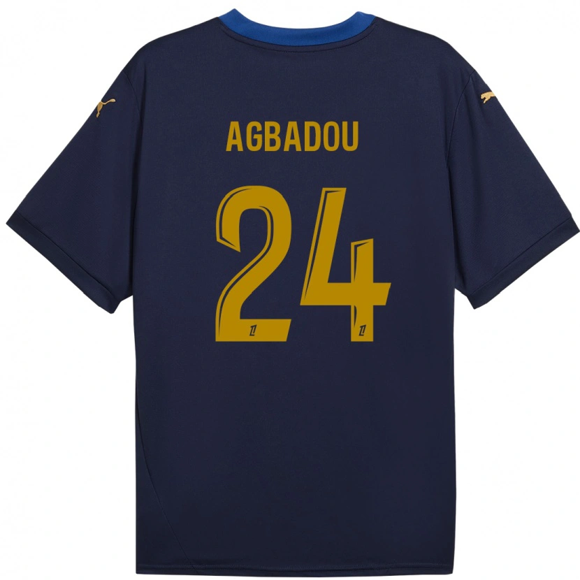 Danxen Mænd Emmanuel Agbadou #24 Marine Guld Udebane Spillertrøjer 2024/25 Trøje T-Shirt