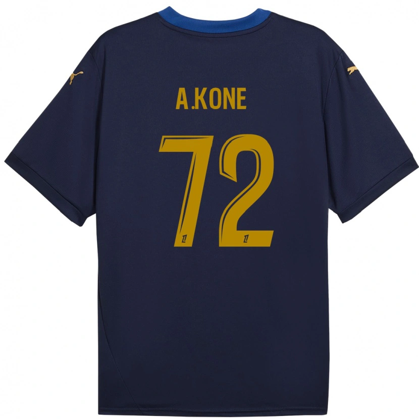 Danxen Mænd Amadou Koné #72 Marine Guld Udebane Spillertrøjer 2024/25 Trøje T-Shirt