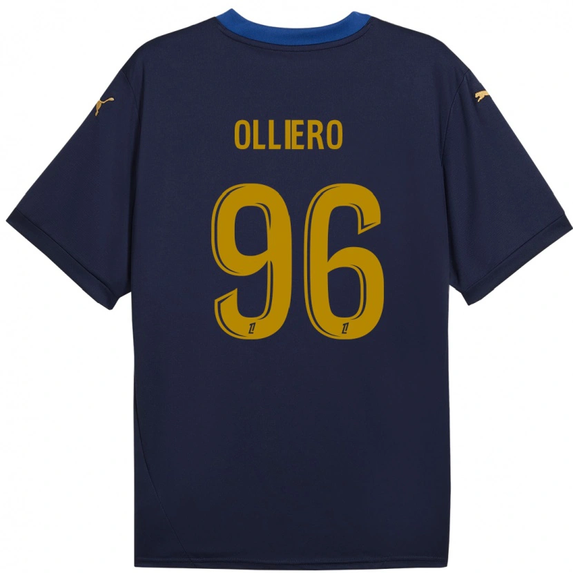 Danxen Mænd Alexandre Olliero #96 Marine Guld Udebane Spillertrøjer 2024/25 Trøje T-Shirt
