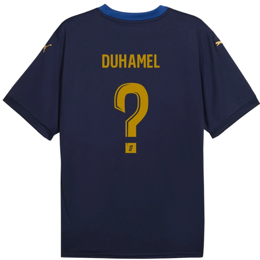 Danxen Mænd Lino Duhamel #0 Marine Guld Udebane Spillertrøjer 2024/25 Trøje T-Shirt