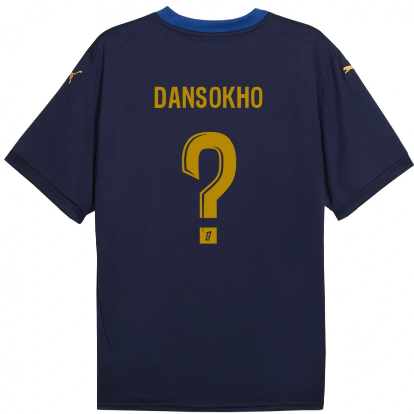 Danxen Mænd Ansoumana Dansokho #0 Marine Guld Udebane Spillertrøjer 2024/25 Trøje T-Shirt