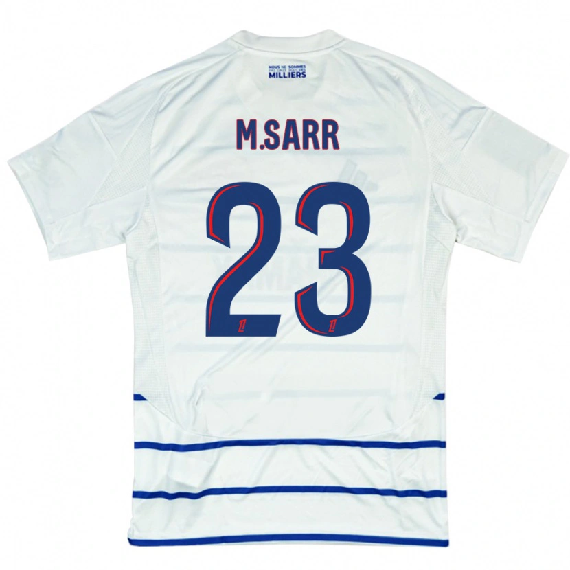 Danxen Mænd Mamadou Sarr #23 Hvid Blå Udebane Spillertrøjer 2024/25 Trøje T-Shirt