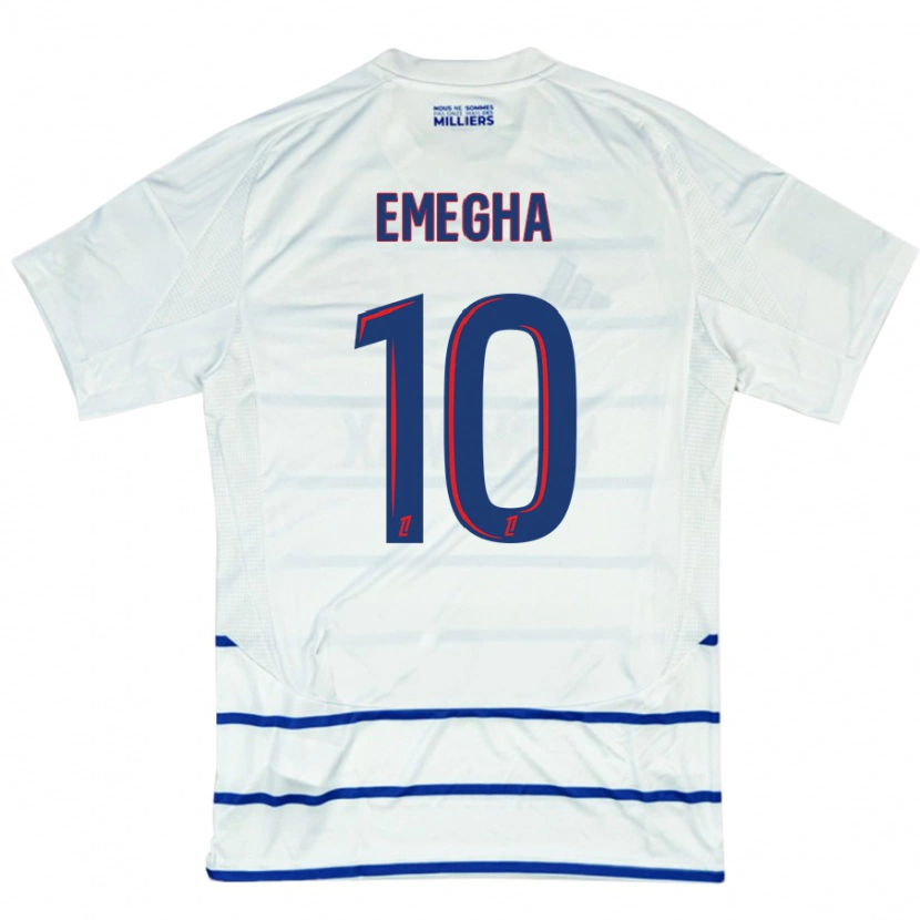 Danxen Mænd Emanuel Emegha #10 Hvid Blå Udebane Spillertrøjer 2024/25 Trøje T-Shirt