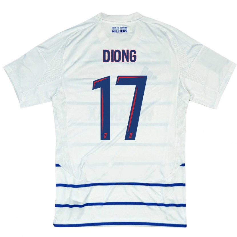 Danxen Mænd Pape Diong #17 Hvid Blå Udebane Spillertrøjer 2024/25 Trøje T-Shirt
