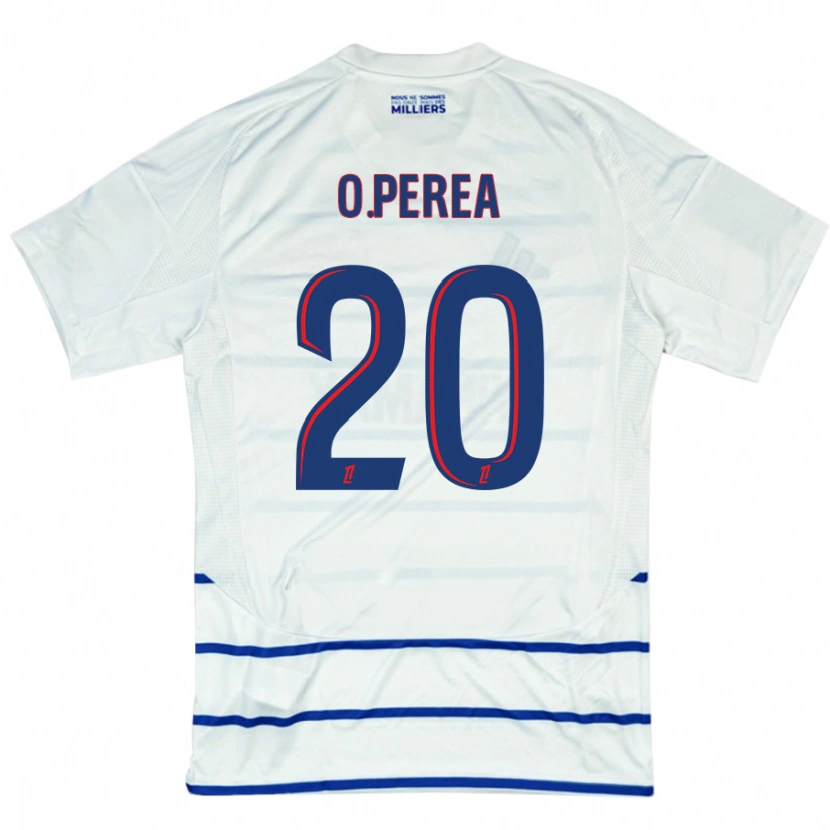 Danxen Mænd Óscar Perea #20 Hvid Blå Udebane Spillertrøjer 2024/25 Trøje T-Shirt