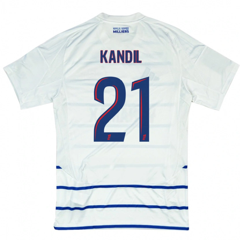 Danxen Mænd Nordine Kandil #21 Hvid Blå Udebane Spillertrøjer 2024/25 Trøje T-Shirt