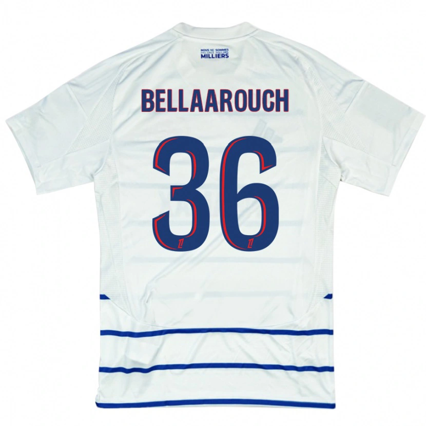 Danxen Mænd Alaa Bellaarouch #36 Hvid Blå Udebane Spillertrøjer 2024/25 Trøje T-Shirt