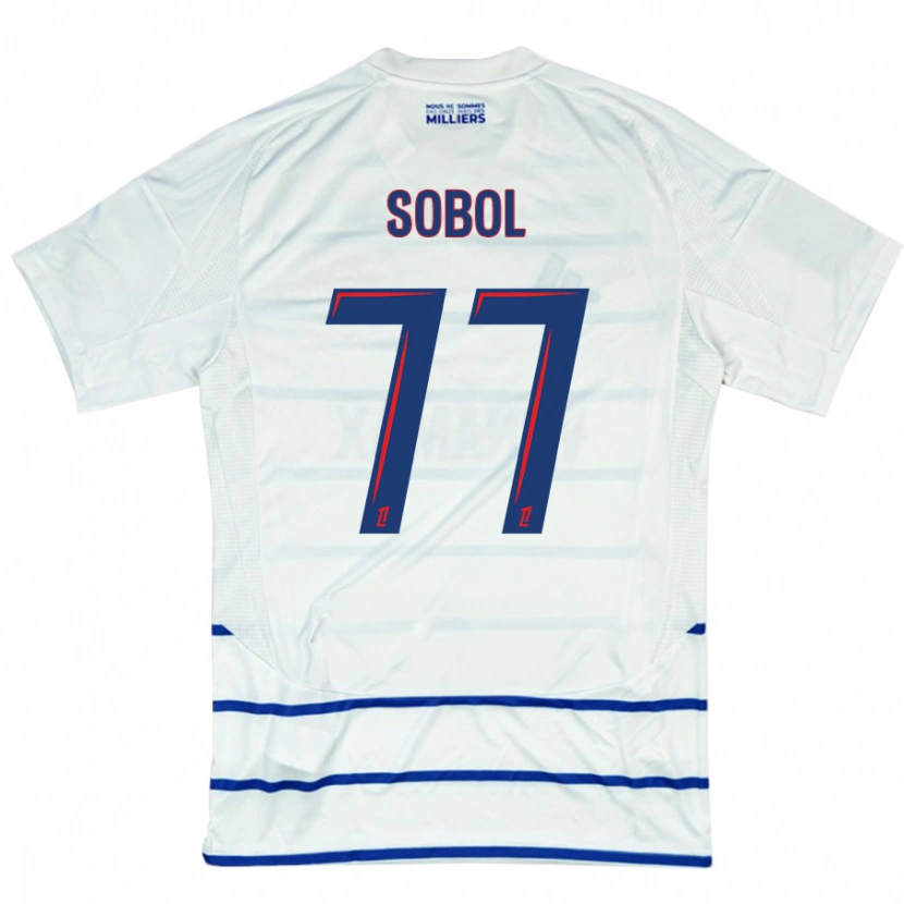 Danxen Mænd Eduard Sobol #77 Hvid Blå Udebane Spillertrøjer 2024/25 Trøje T-Shirt