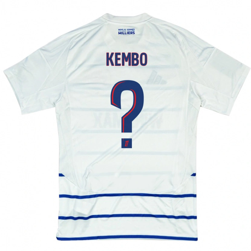 Danxen Mænd Driss Kembo #0 Hvid Blå Udebane Spillertrøjer 2024/25 Trøje T-Shirt