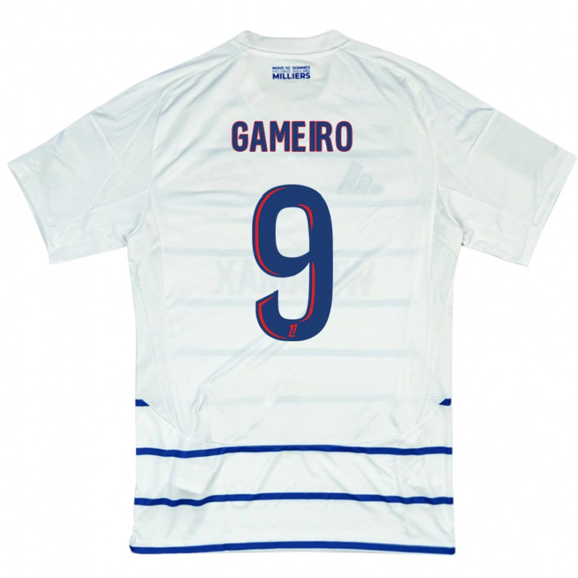Danxen Mænd Kévin Gameiro #9 Hvid Blå Udebane Spillertrøjer 2024/25 Trøje T-Shirt