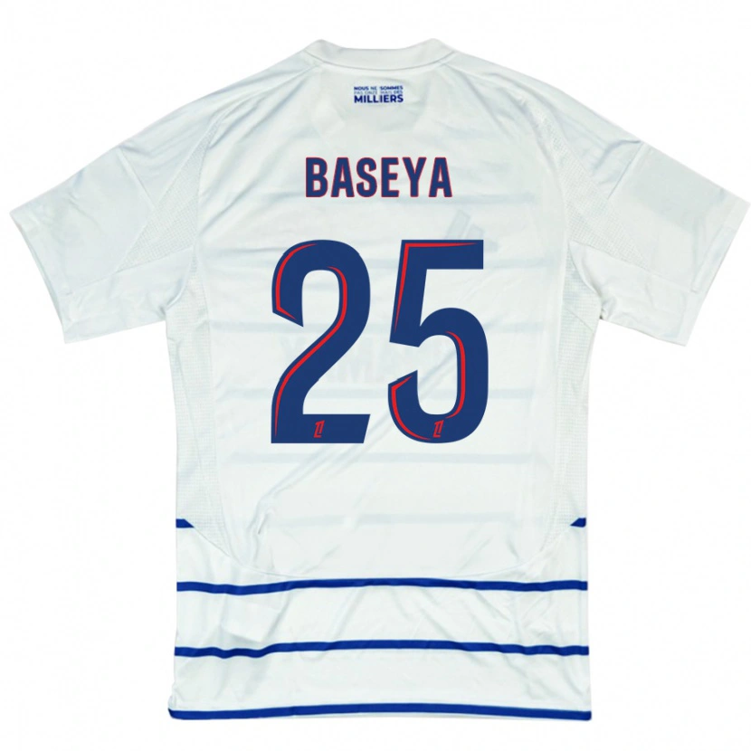 Danxen Mænd Steven Baseya #25 Hvid Blå Udebane Spillertrøjer 2024/25 Trøje T-Shirt