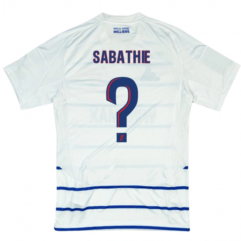 Danxen Mænd Gabin Sabathié #0 Hvid Blå Udebane Spillertrøjer 2024/25 Trøje T-Shirt