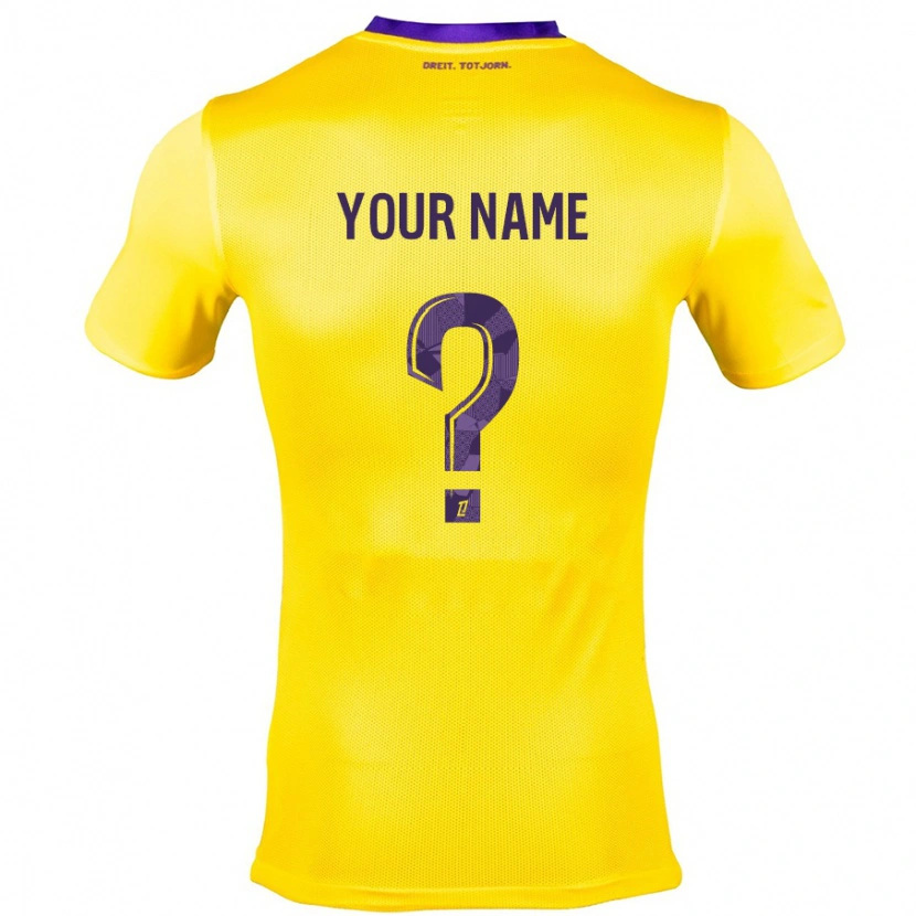 Danxen Mænd Dit Navn #0 Gul Lilla Udebane Spillertrøjer 2024/25 Trøje T-Shirt